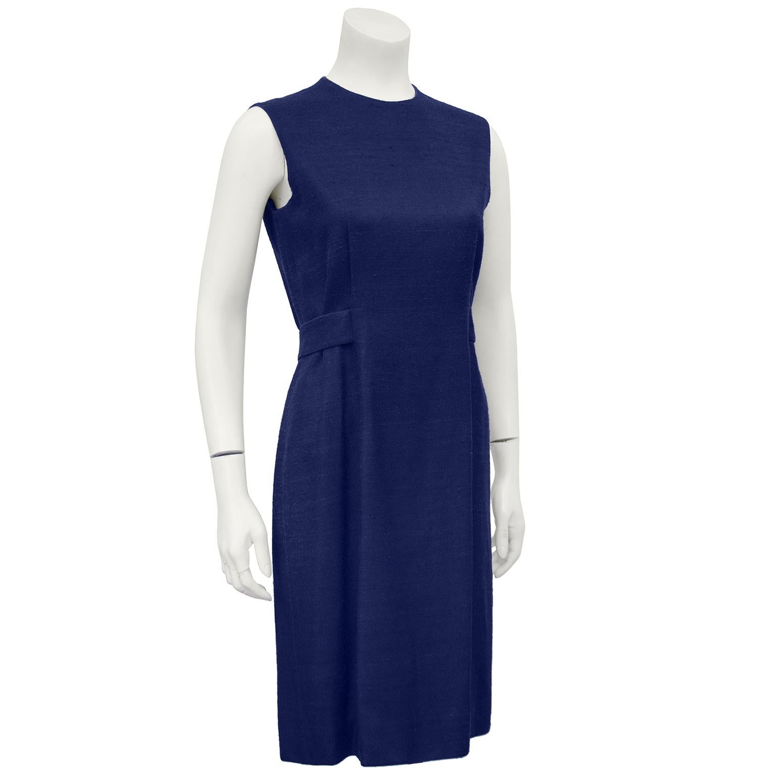 1970's Geoffrey Beene Demi Couture Navy Raw Silk Day Dress For Sale at ...