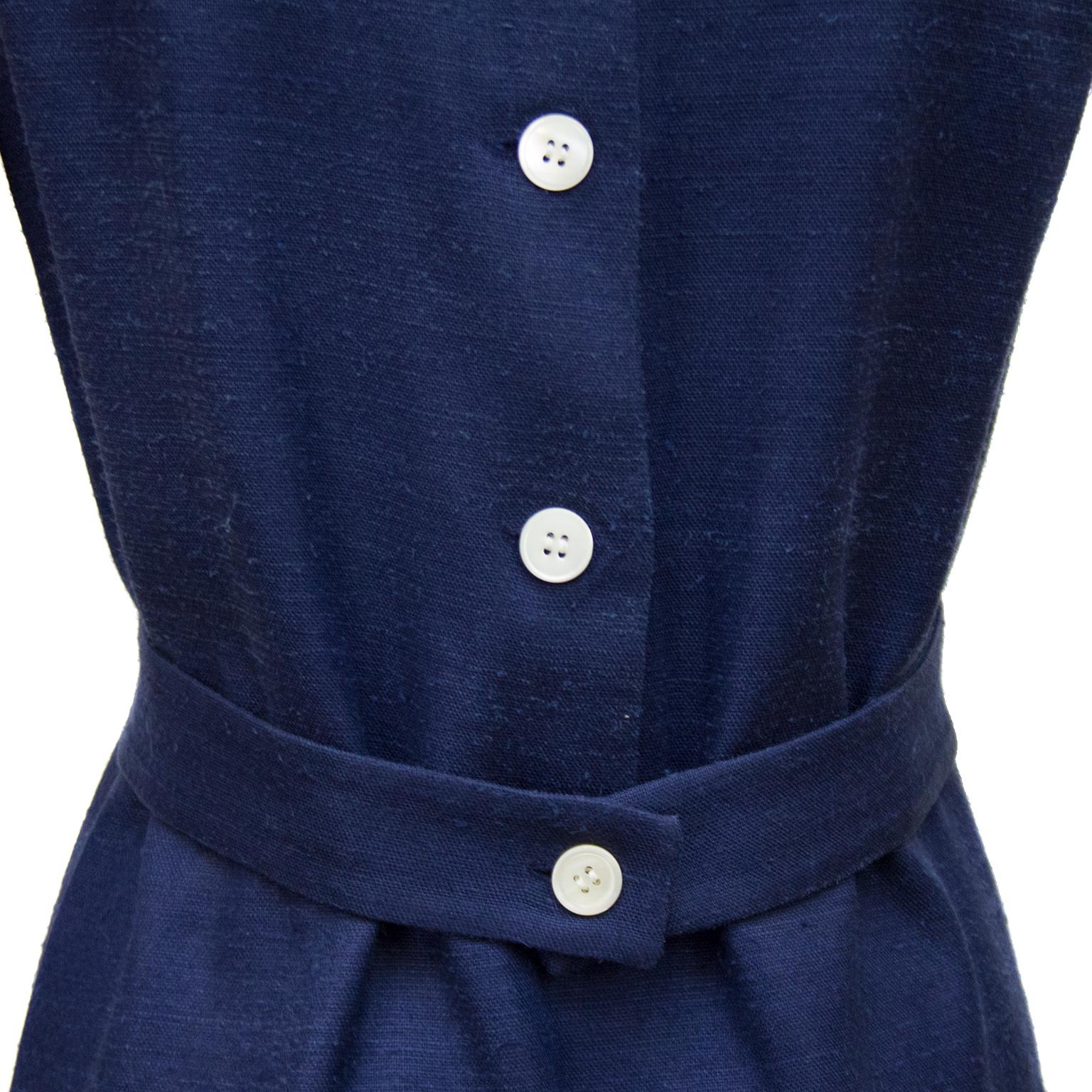 Purple 1970's Geoffrey Beene Demi Couture Navy Raw Silk Day Dress For Sale