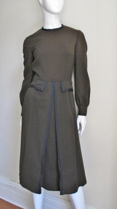 Geoffrey Beene 1960s Brown Dress with Black Trim
