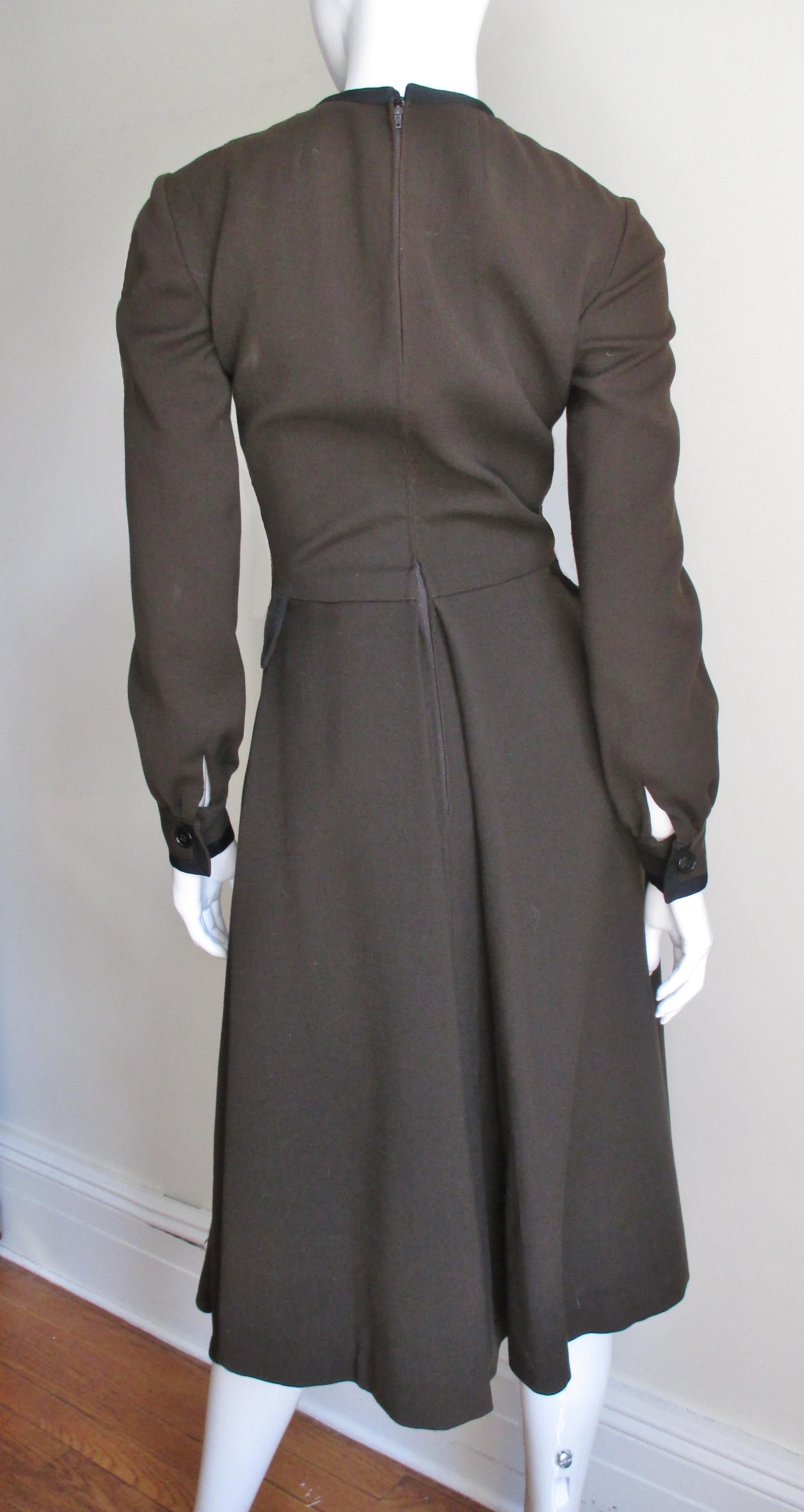 Geoffrey Beene 1960s Brown Dress with Black Trim  For Sale 5