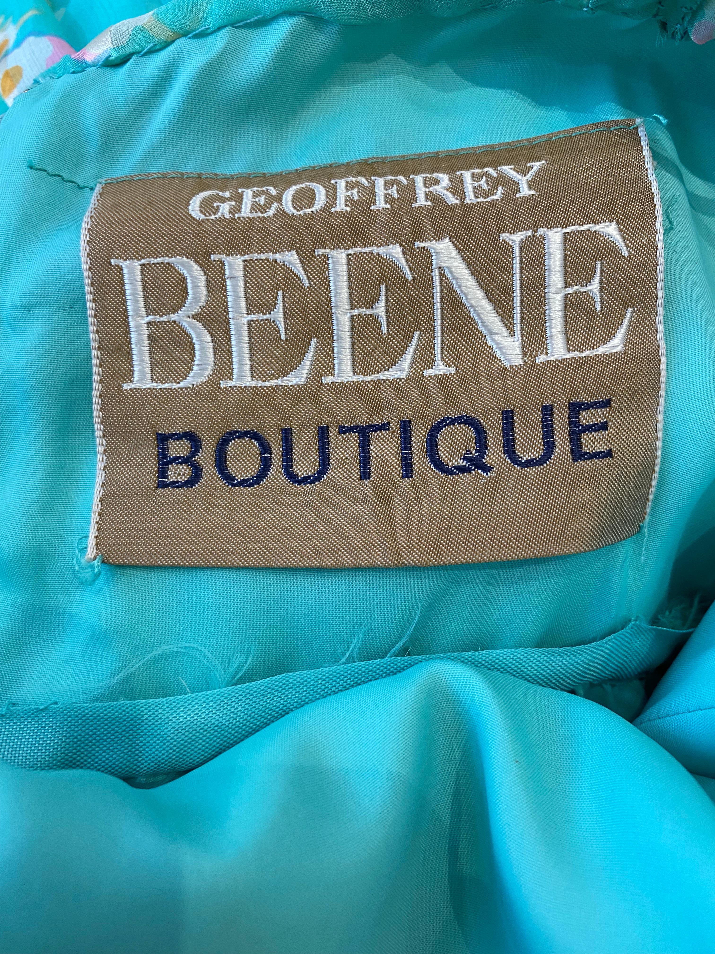 Geoffrey Beene - Robe en soie à imprimé floral vert des années 1970 Excellent état - En vente à Beverly Hills, CA