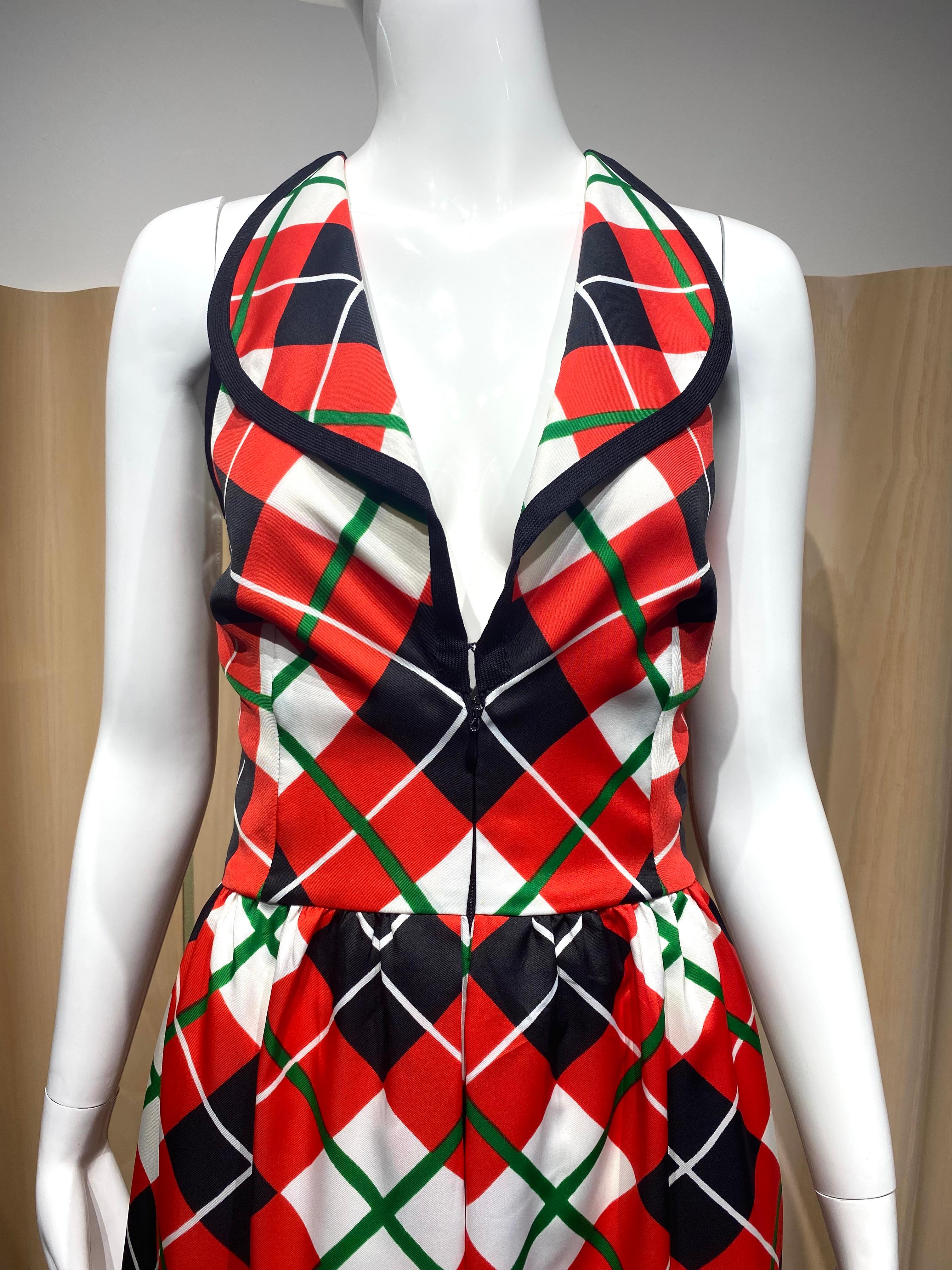 1970s GEOFFREY BEENE Plaid Halter Maxi Dress For Sale 3