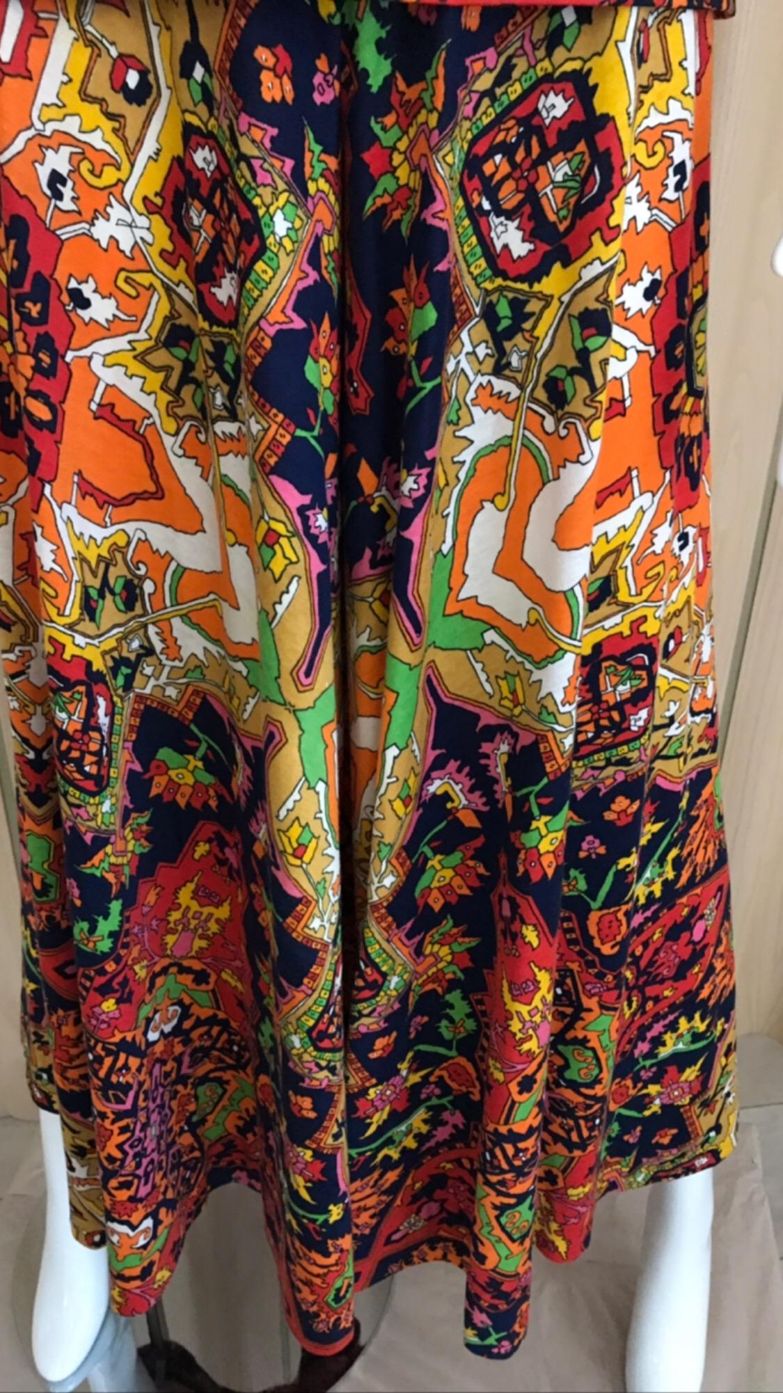 1970s Geoffrey Beene Psychadelic Print  Long Sleeve Knit Top and Palazzo Pant 4