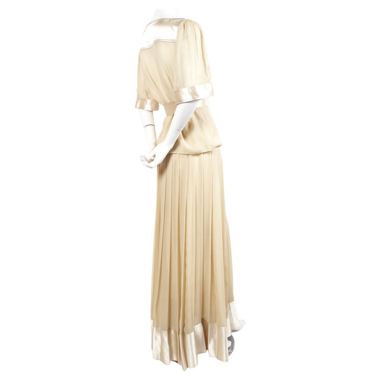 Gold 1970's GEOFFREY BEENE silk blouse & skirt ensemble with metallic gold thread