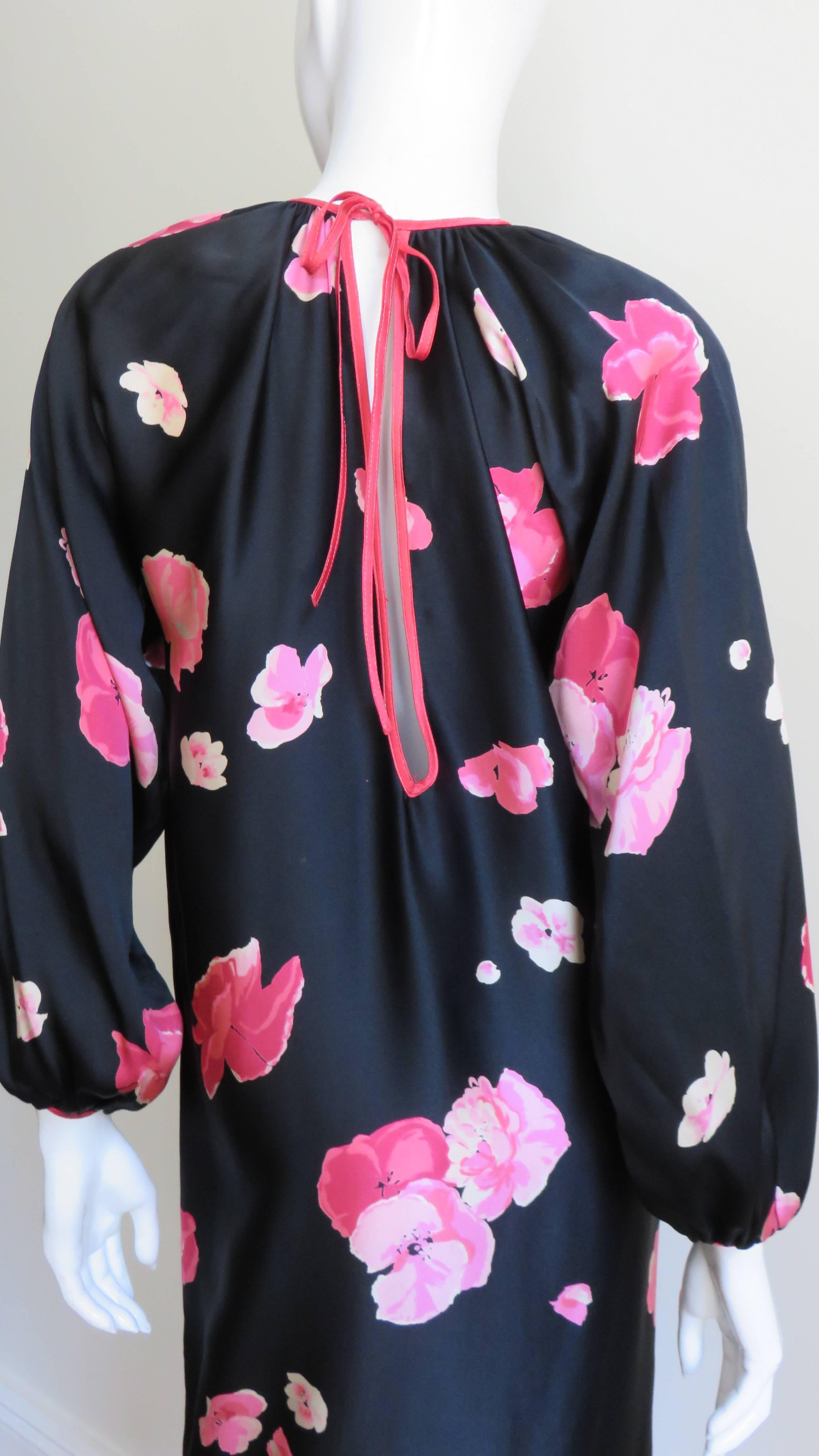  Geoffrey Beene Flower Silk Dress 1970s For Sale 6