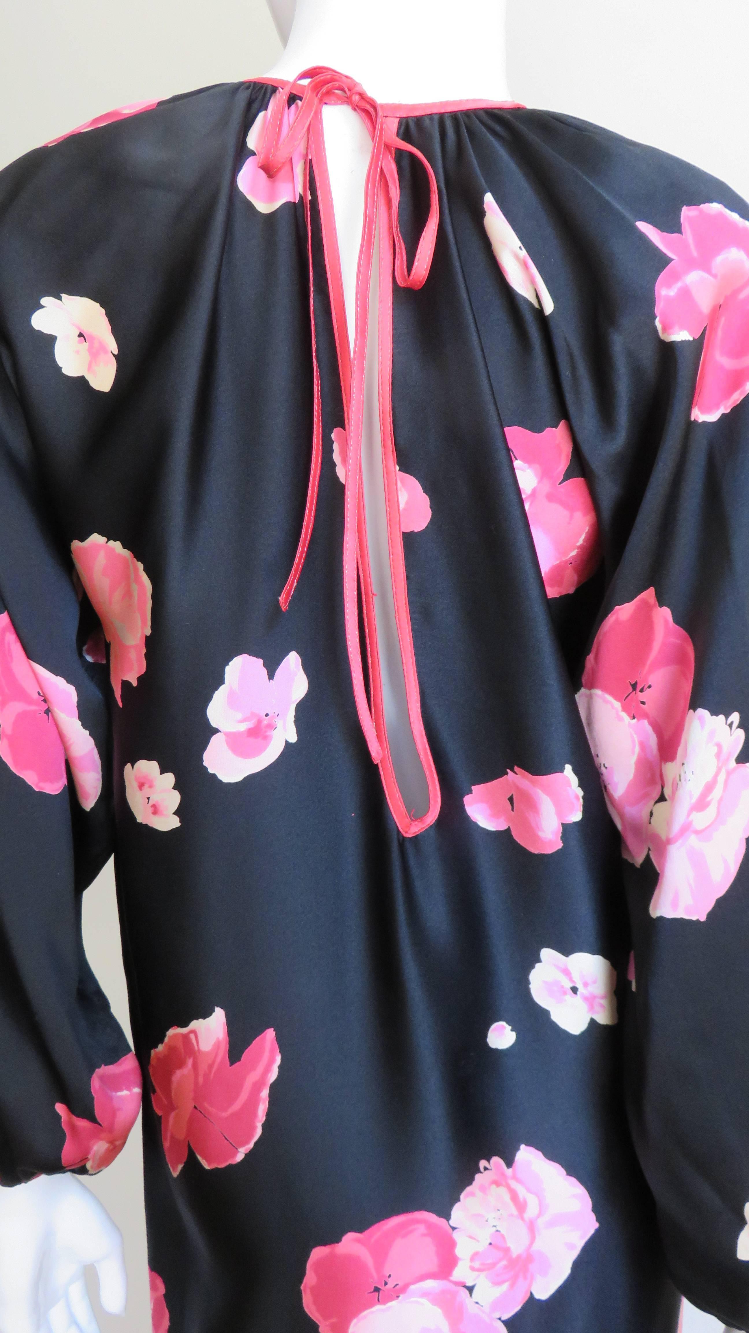  Geoffrey Beene Flower Silk Dress 1970s For Sale 7