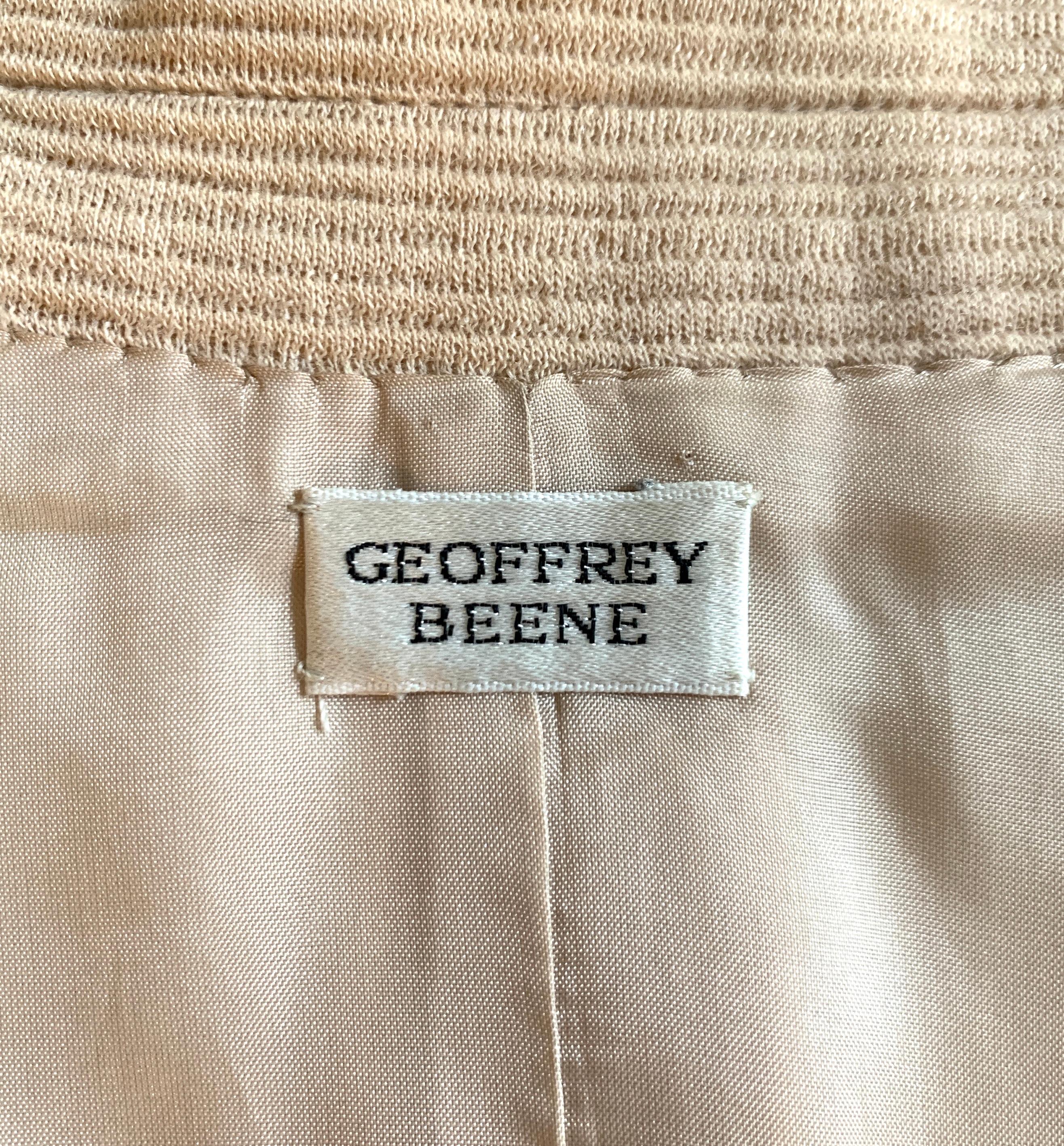 1970s Geoffrey Beene Tan Rib Knit Zip Front Jacket  In Good Condition For Sale In San Francisco, CA