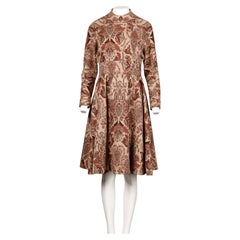 1970s Geoffrey Beene Vintage Wool Knit Paisley Tapestry Dress with Long Sleeves