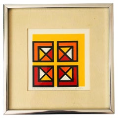 Vintage 1970s Geometric Abstract Serigraph by L Cohe Titled "Gyroscopic"