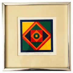 1970s Geometric Abstract Serigraph by L Cohe Titled "Tangential"