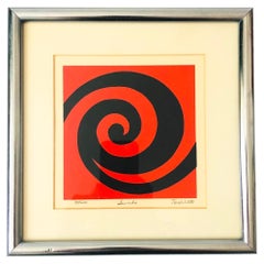 1970s Geometric Abstract Serigraph by Simon Tashimoto Titled "Swirls"