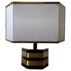 1970s Geometric Brass and Lacquered Metal Table Lamp by Romeo Rega