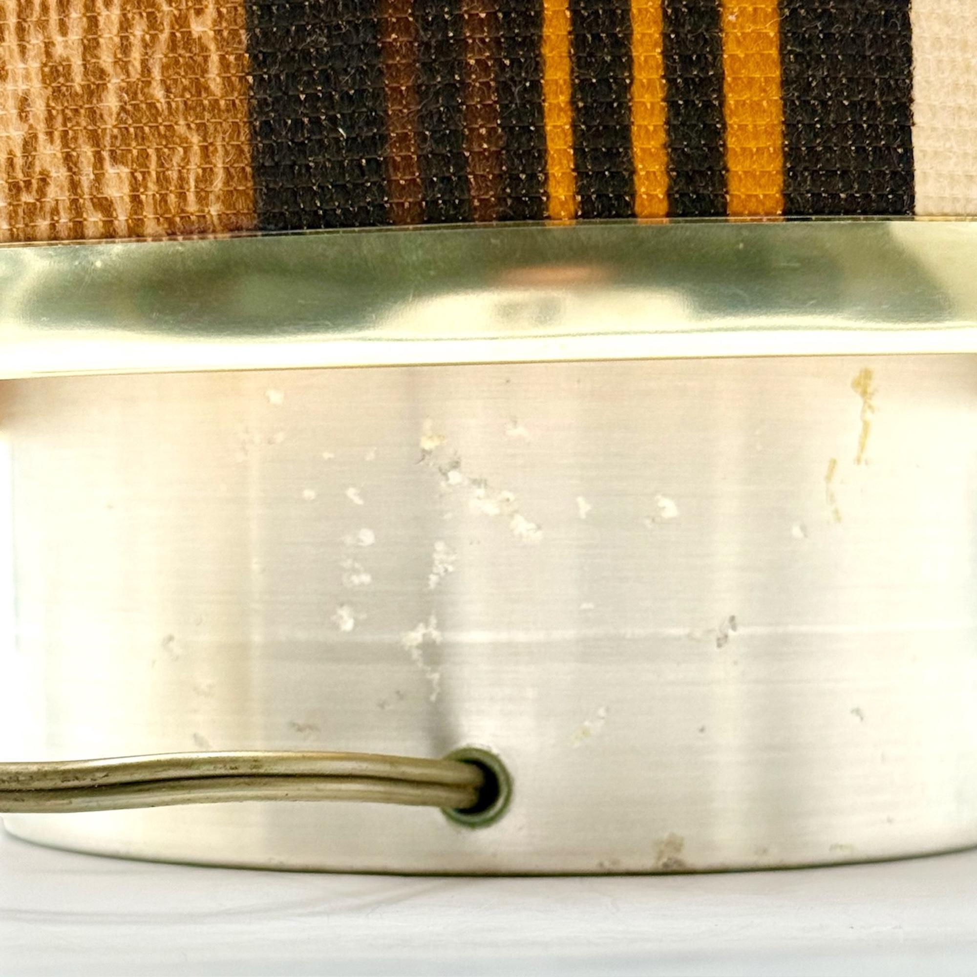 1970s Geometric Fabric Table Lamp with Satin Metal Base For Sale 5
