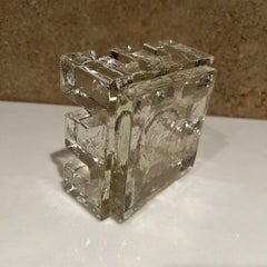 1970s Geometric Glass Block Ashtray Modern Sculpture Style of Blenko
