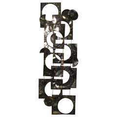 1970s Geometric Metal Wall Sculpture