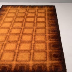 1970's Geometric Orange & Brown Shag Pile Rug