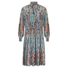 1970s Geometric Print Lurex Shirt Dress
