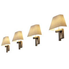 1970s Geometric Wall Lights in Chromed Metal