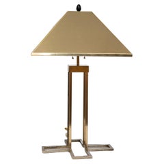1970s Geometric 'X' Brass Table Lamp by Curtis Jere