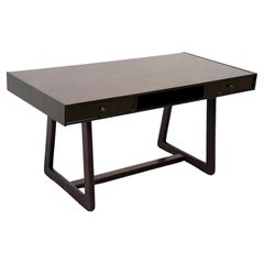 Vintage 1970's geometrical dark brown Italian desk