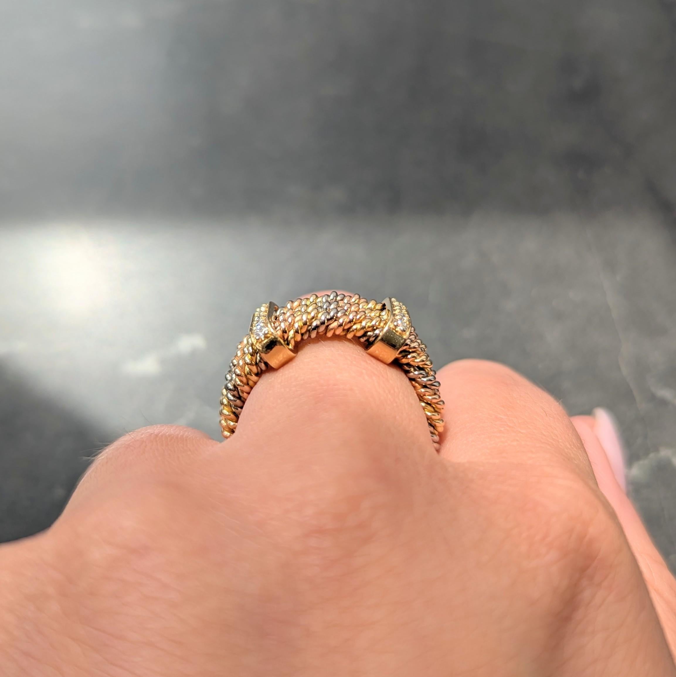 Anello Georg Jensen del 1970 con diamante in oro 18 carati e corda intrecciata in vendita 5