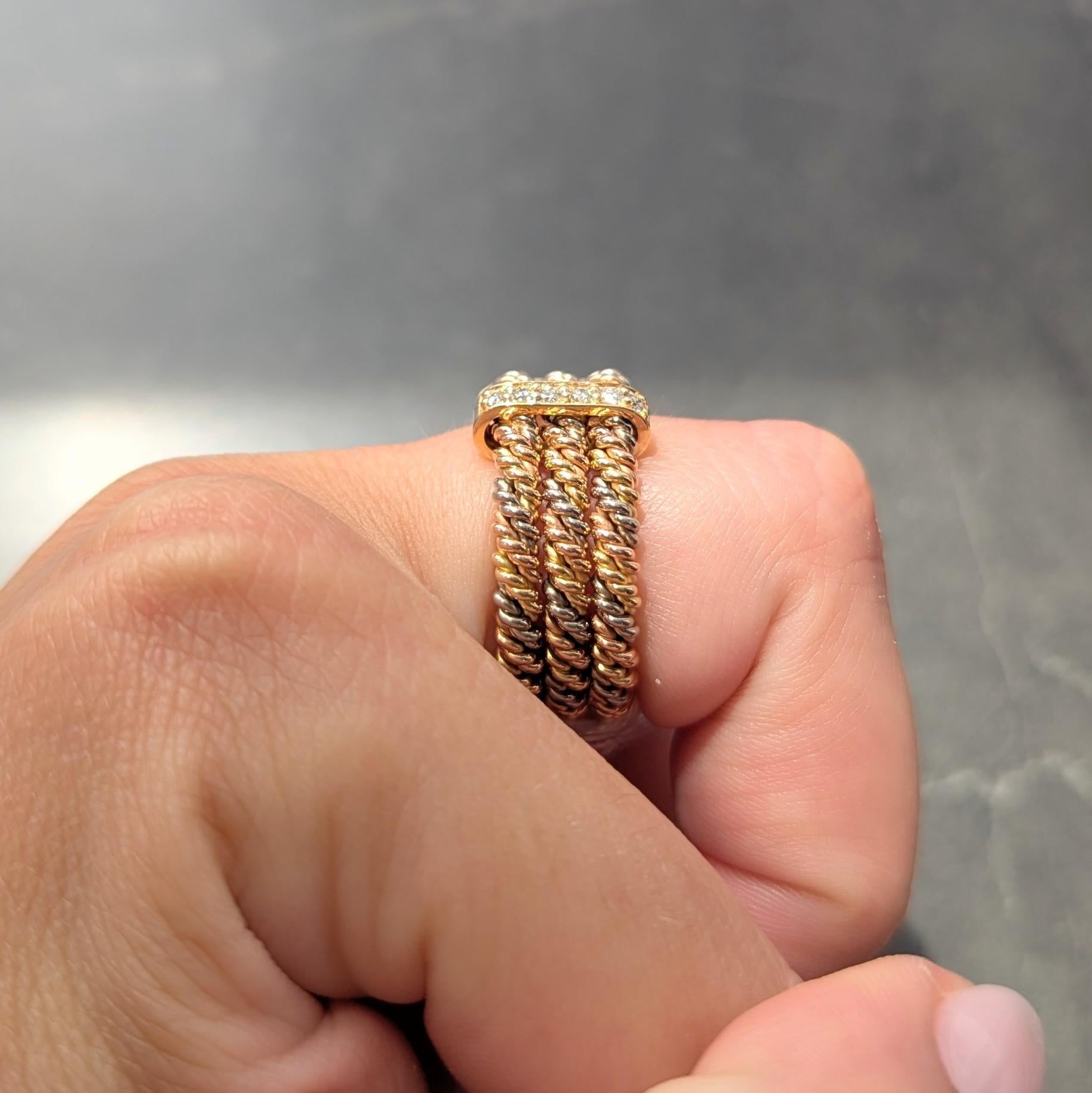 Anello Georg Jensen del 1970 con diamante in oro 18 carati e corda intrecciata in vendita 6