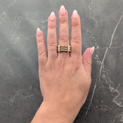 1970 - Georg Jensen Diamond 18K Tri-Colored Gold Twisted Rope Vintage Band Ring (bague à corde torsadée)