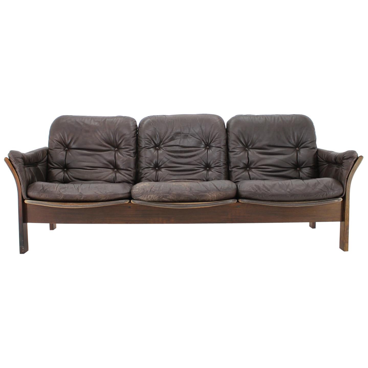 1970s Georg Thams 3-Seat Sofa in Dark Brown Leather, Denmark