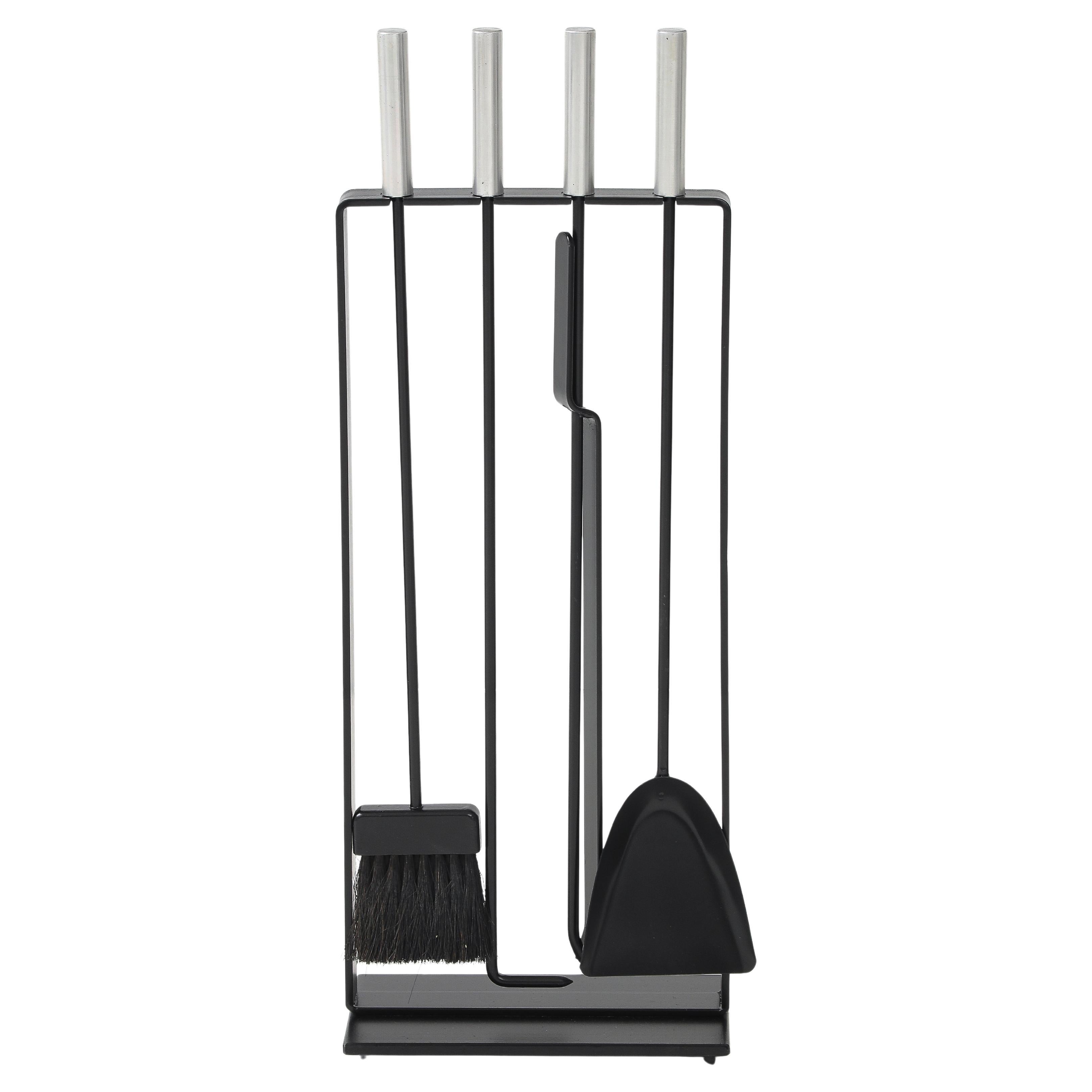 Outils de cheminée modernistes de style George Nelson des années 1970