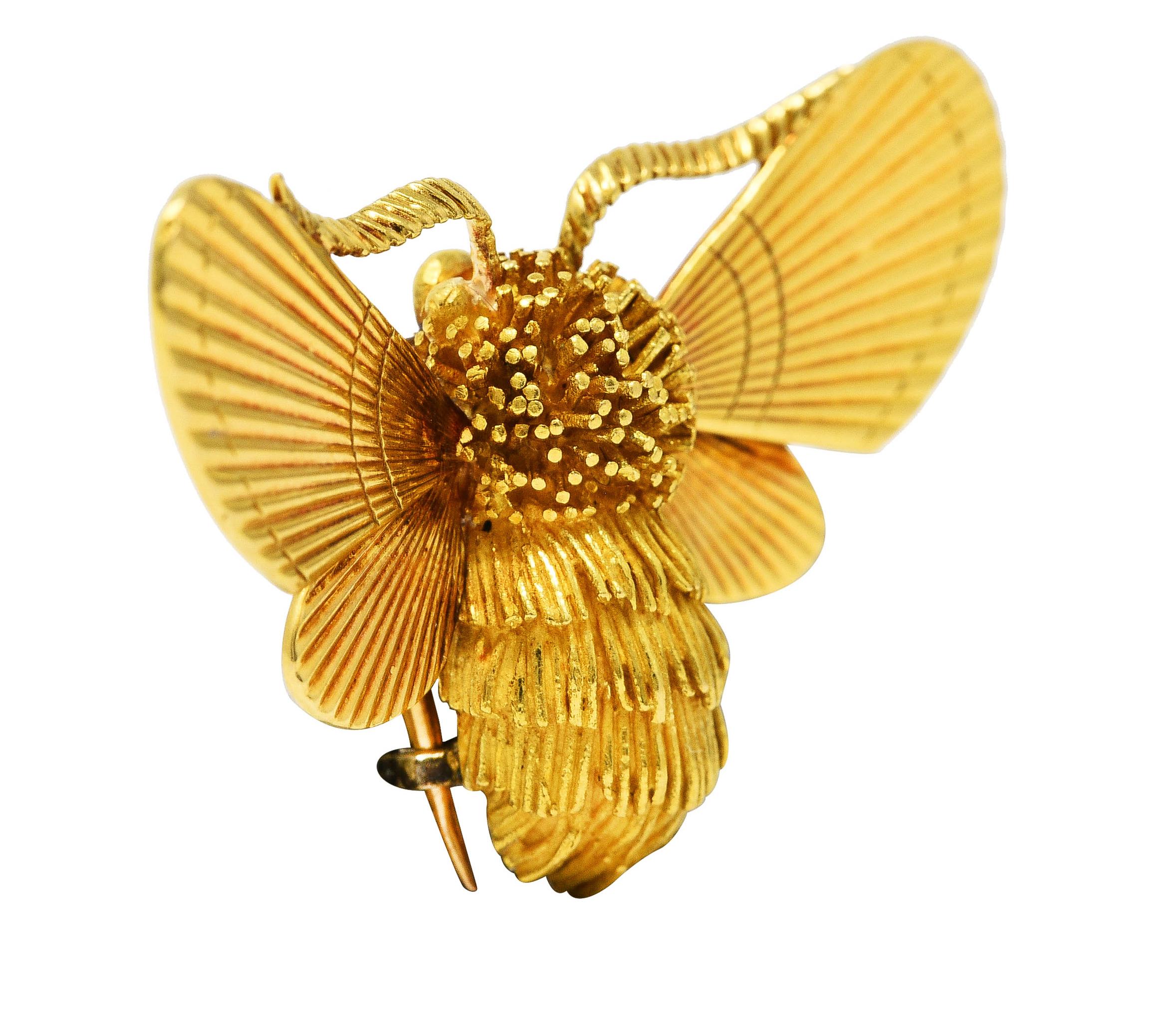 1970's Georges L'Enfant Hermes French 18 Karat Yellow Gold Vintage Bee Brooch In Excellent Condition In Philadelphia, PA