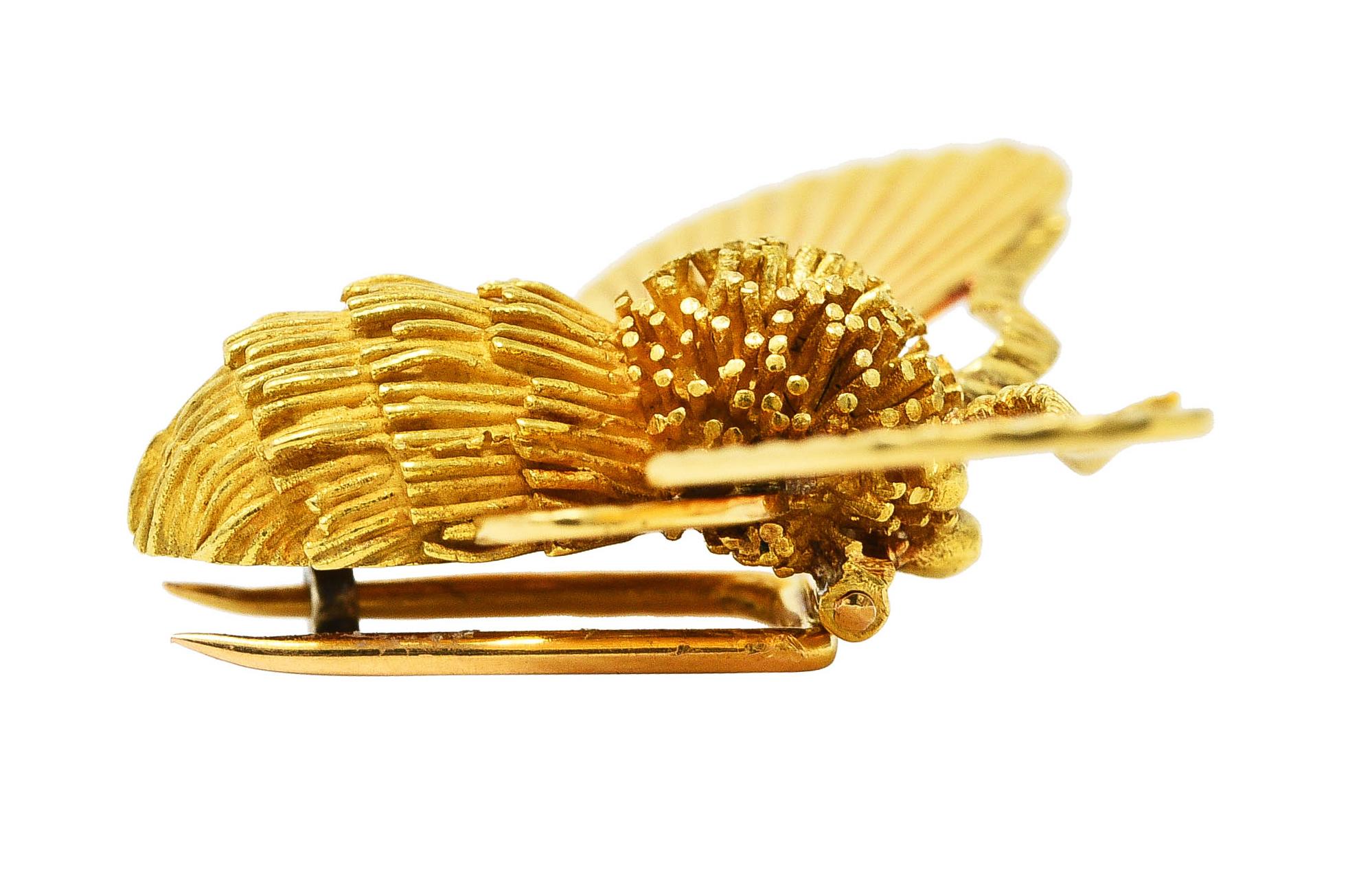 1970's Georges L'Enfant Hermes French 18 Karat Yellow Gold Vintage Bee Brooch 4