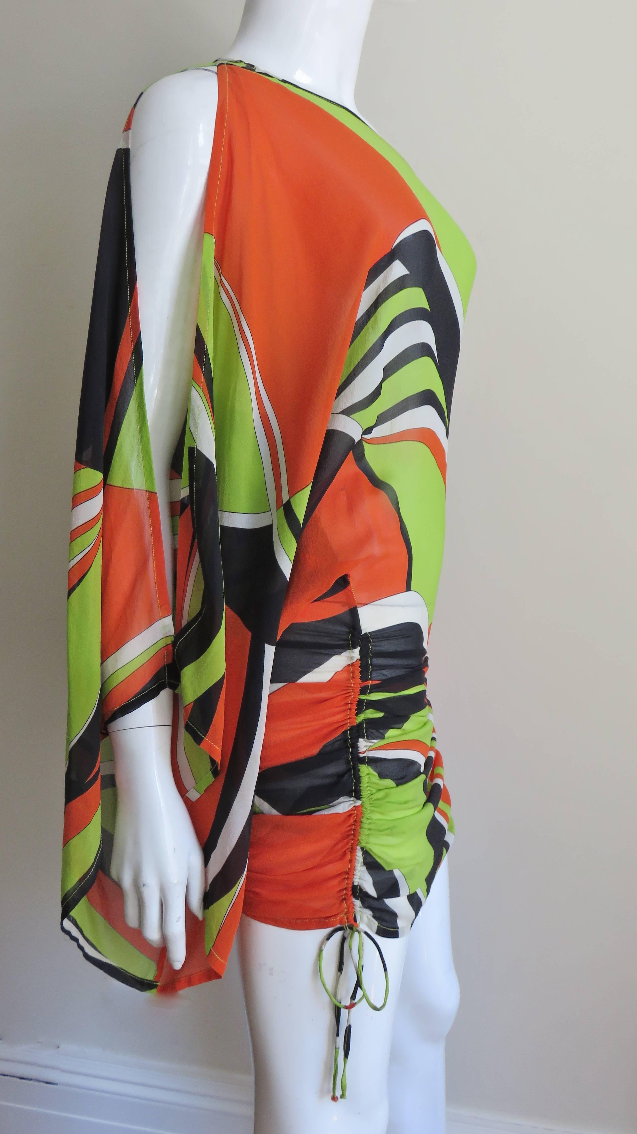  Georges Rech Silk Dress with Drawstring Skirt 1970s In Good Condition In Water Mill, NY