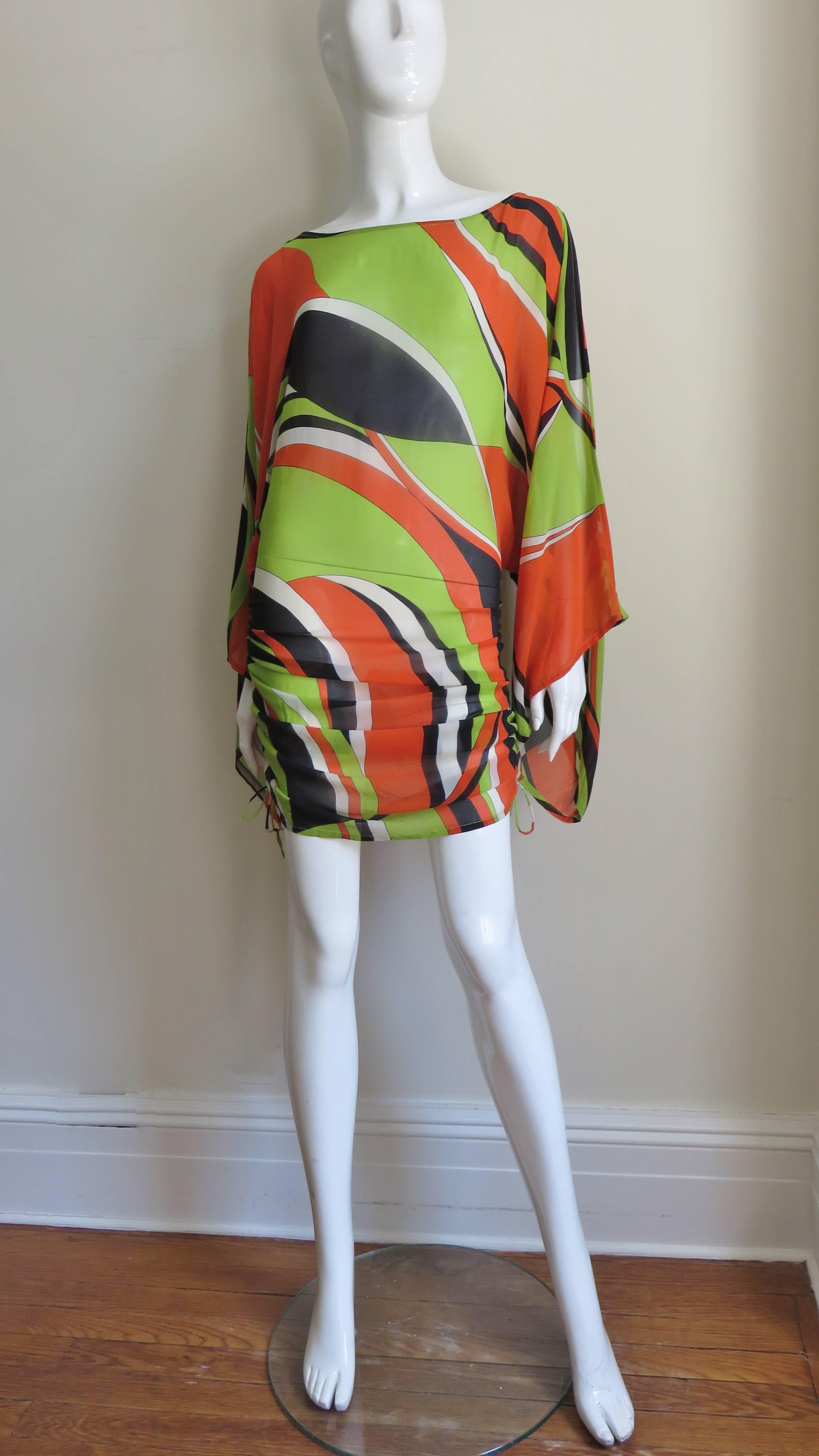 Georges Rech Silk Dress with Drawstring Skirt 1970s 1