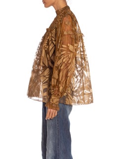 1970S GEORGIO SANT'angelo Bronze Metallic Rayon Tiger Stripes & Leopard Spots P