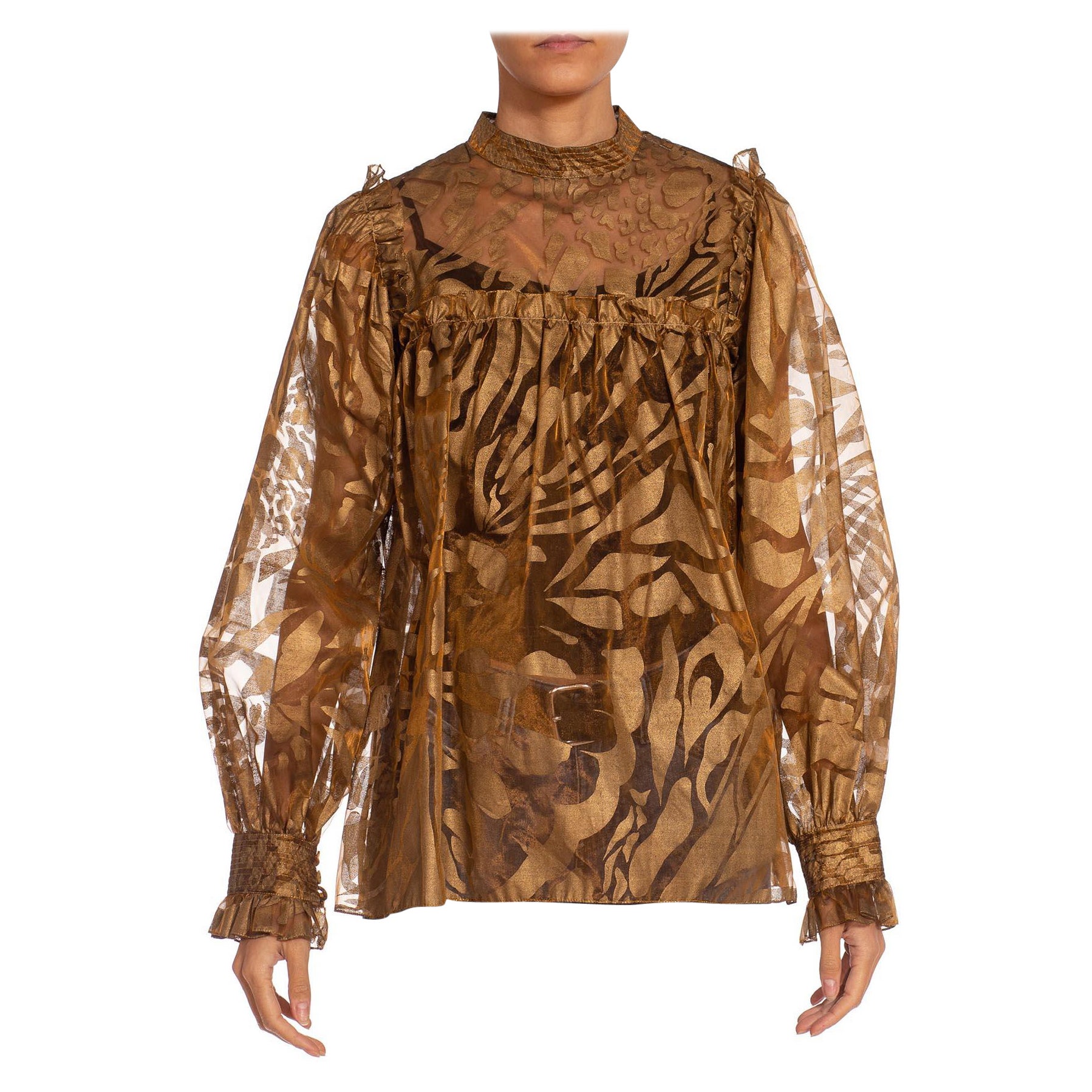 GEORGIO SANT'angelo Bronze Metallic Rayon Tigerstreifen & Leopardflecken P im Angebot