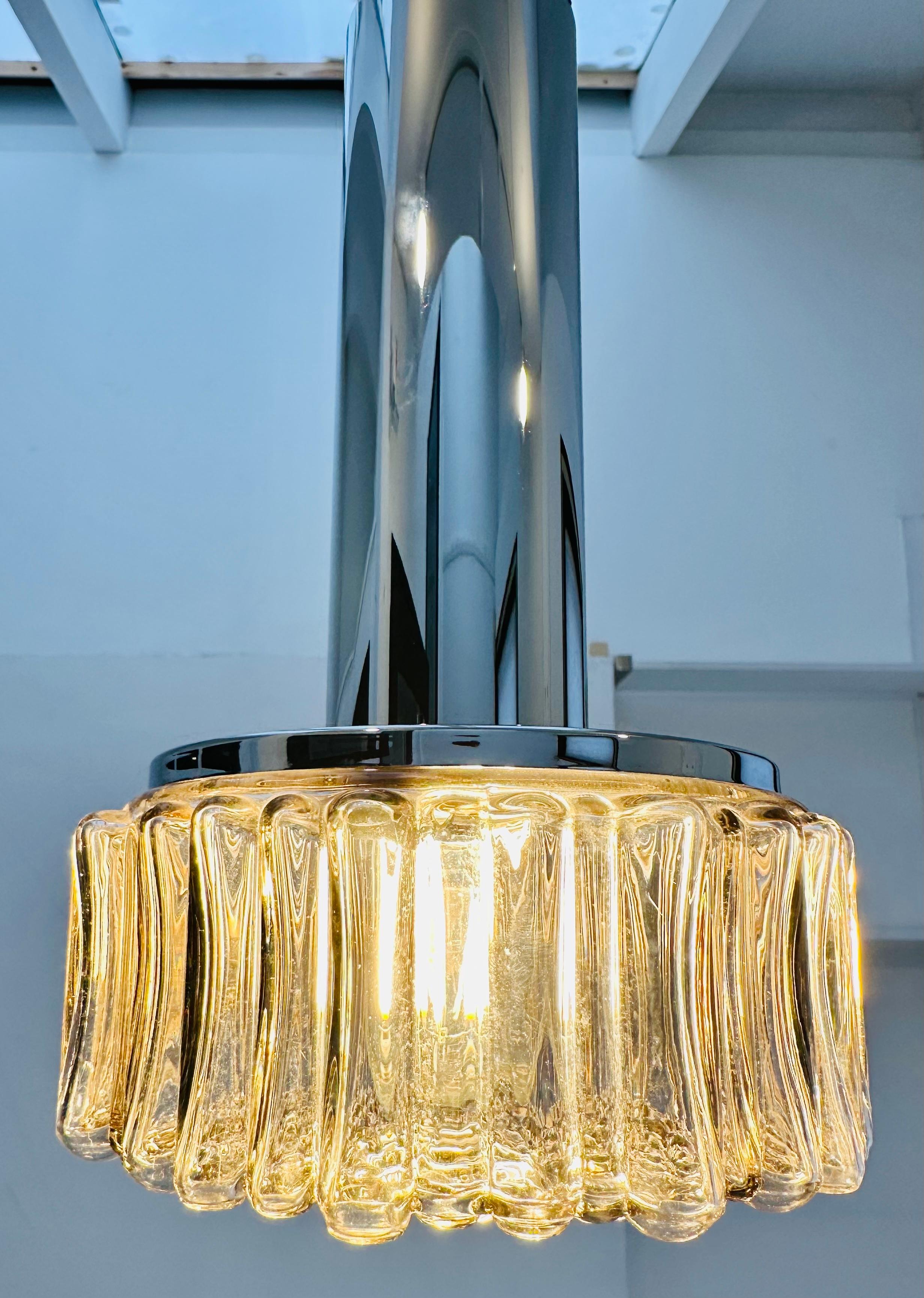 1970s German Staff Leuchten Chrome & Smoked Grey Glass Pendant Light 4 Available For Sale 10