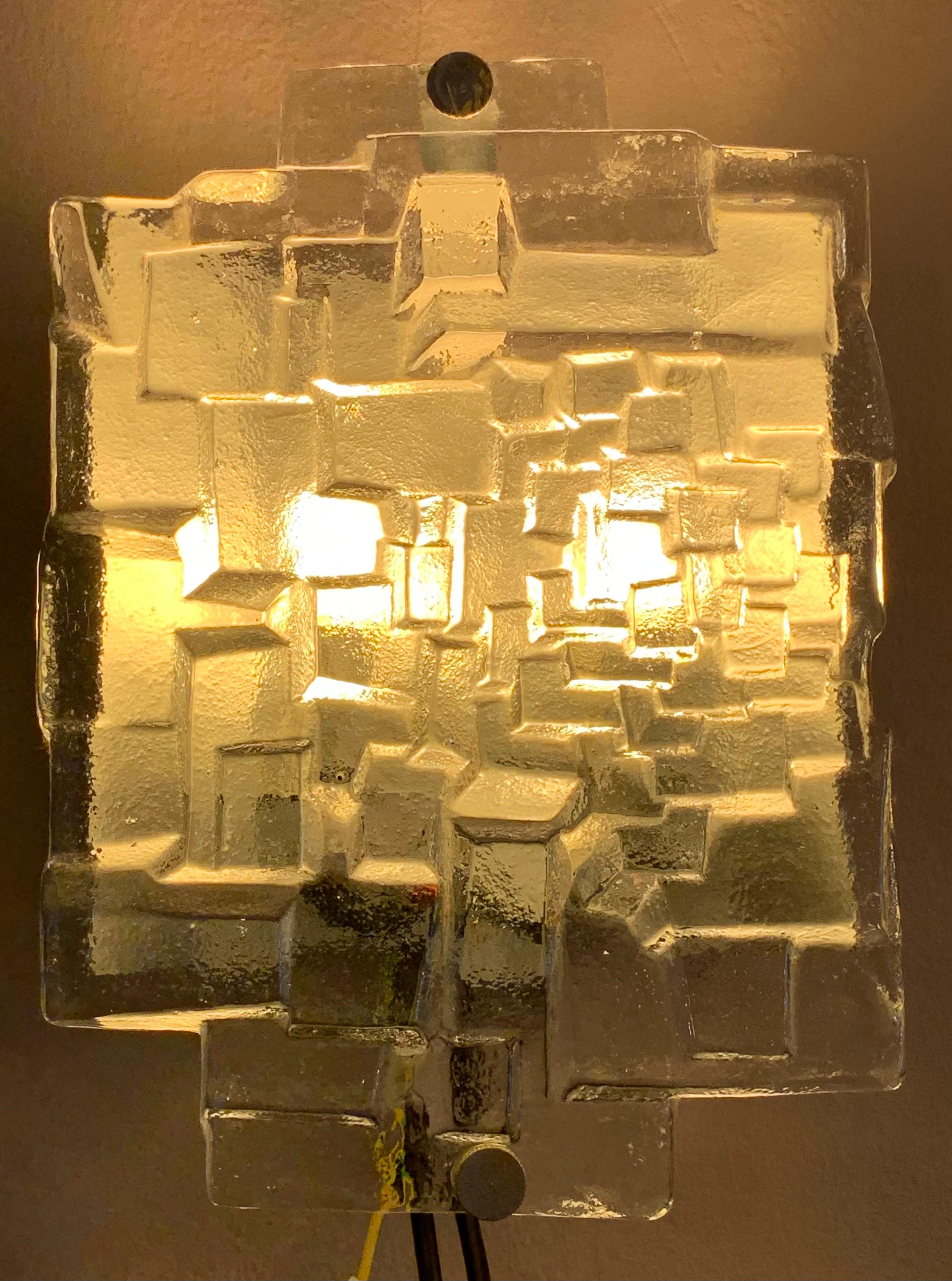 1970s German Abstract Geometric Glass Wall Lights, 5 Available 5