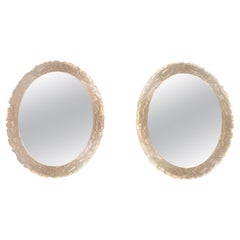 1970s German Backlit Illuminated Oval Erco Lucite Wall Mirror.  3 available.