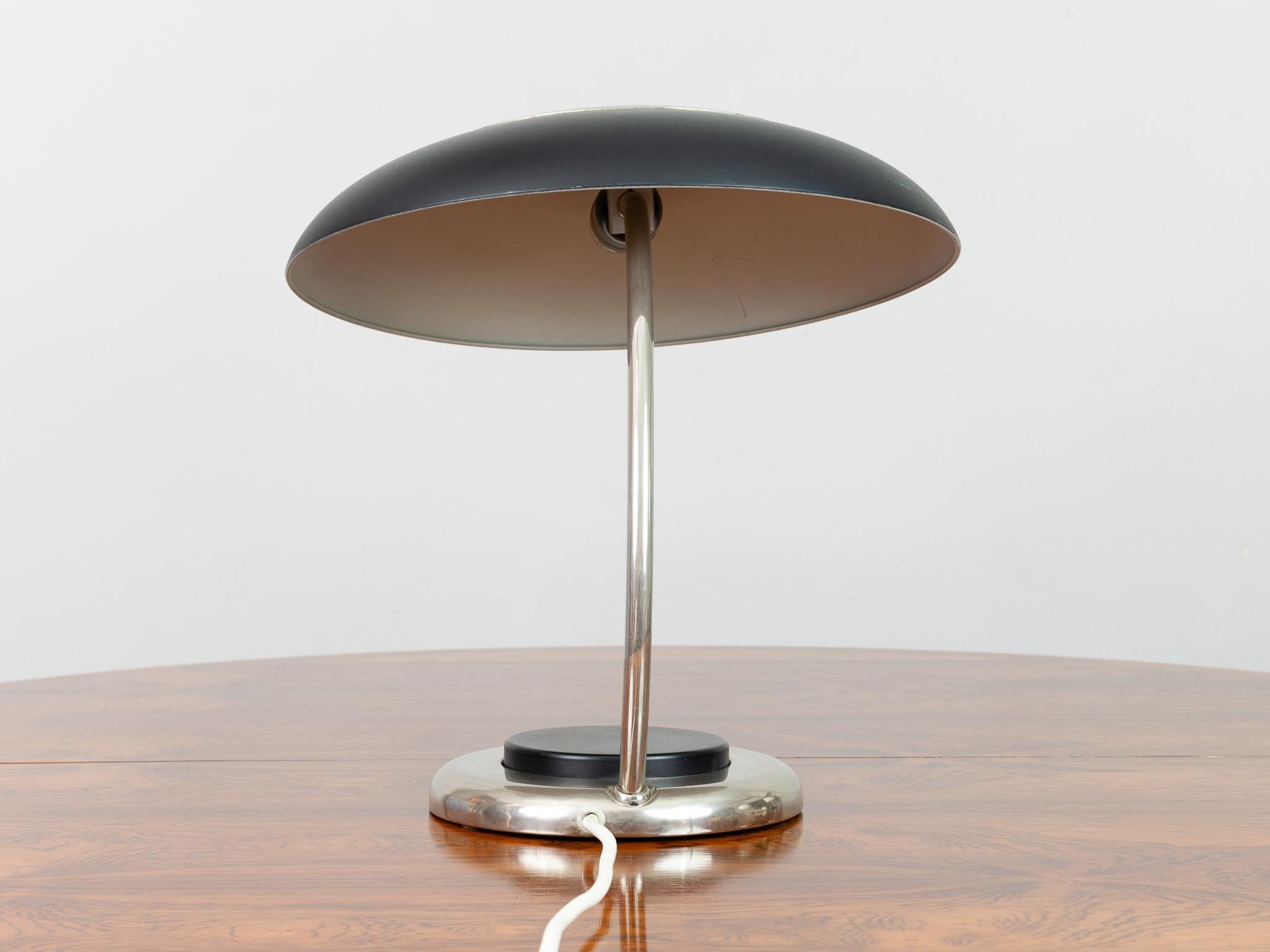 Mid-Century Modern 1970s German Black and Chrome Canopy Desk Lamp