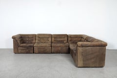 6-teiliges modulares Ecksofa aus deutschem Buckleder der 1970er Jahre von Laauser