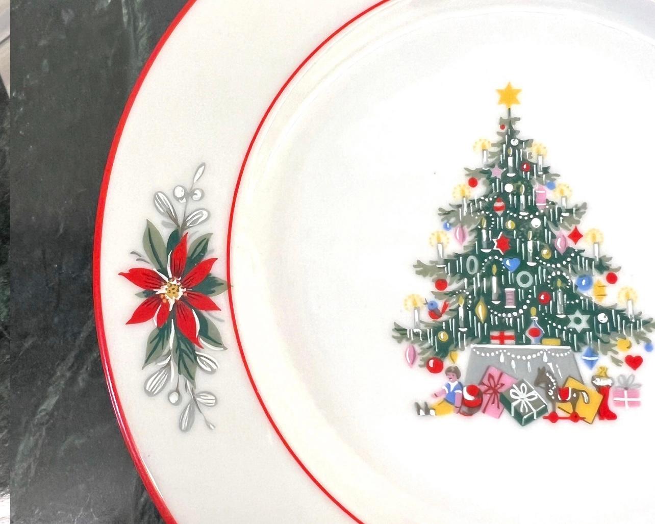 Porcelain 1970’s German Christmas Schumann “noel” Dessert Plates - Set of 14 For Sale