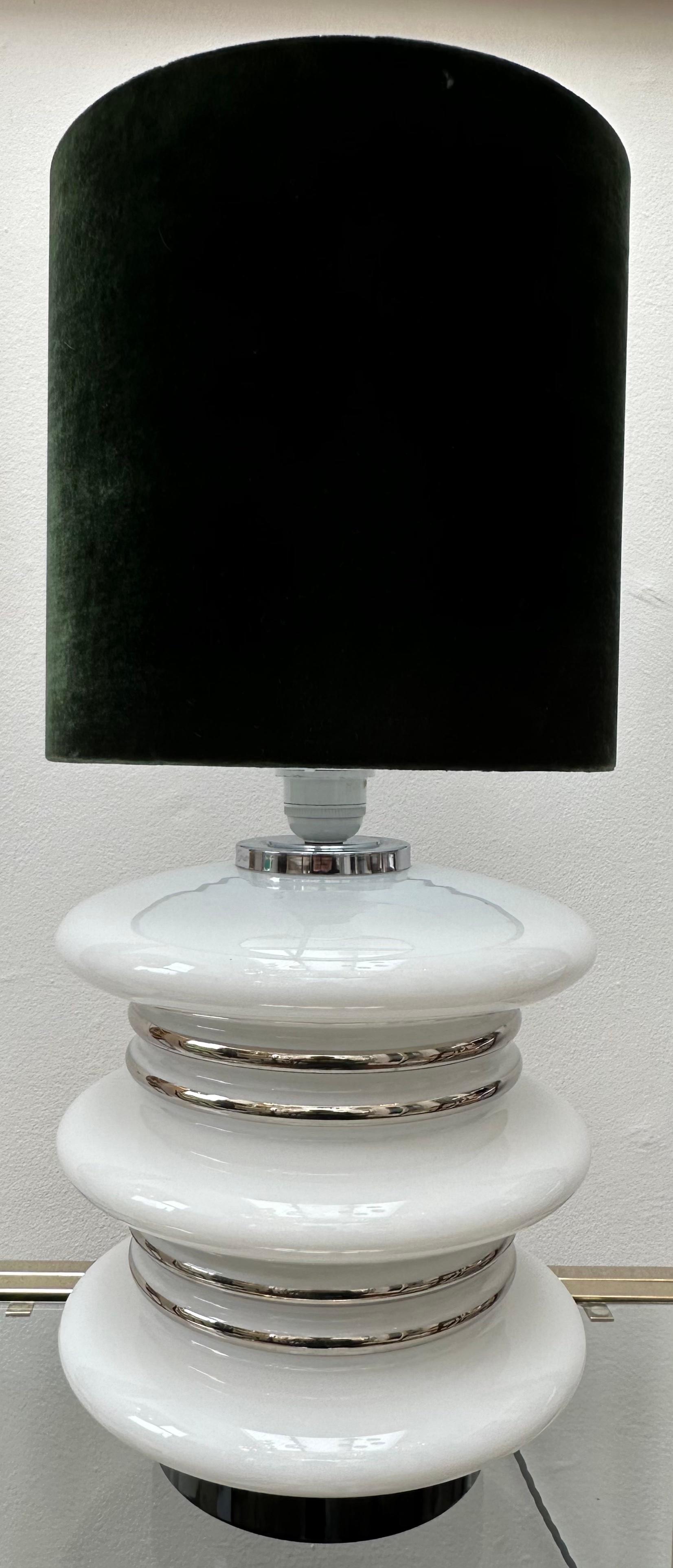 1970s German Chrome & Opal White Illuminated Glass Table Lamp Leclaire & Schäfer 6