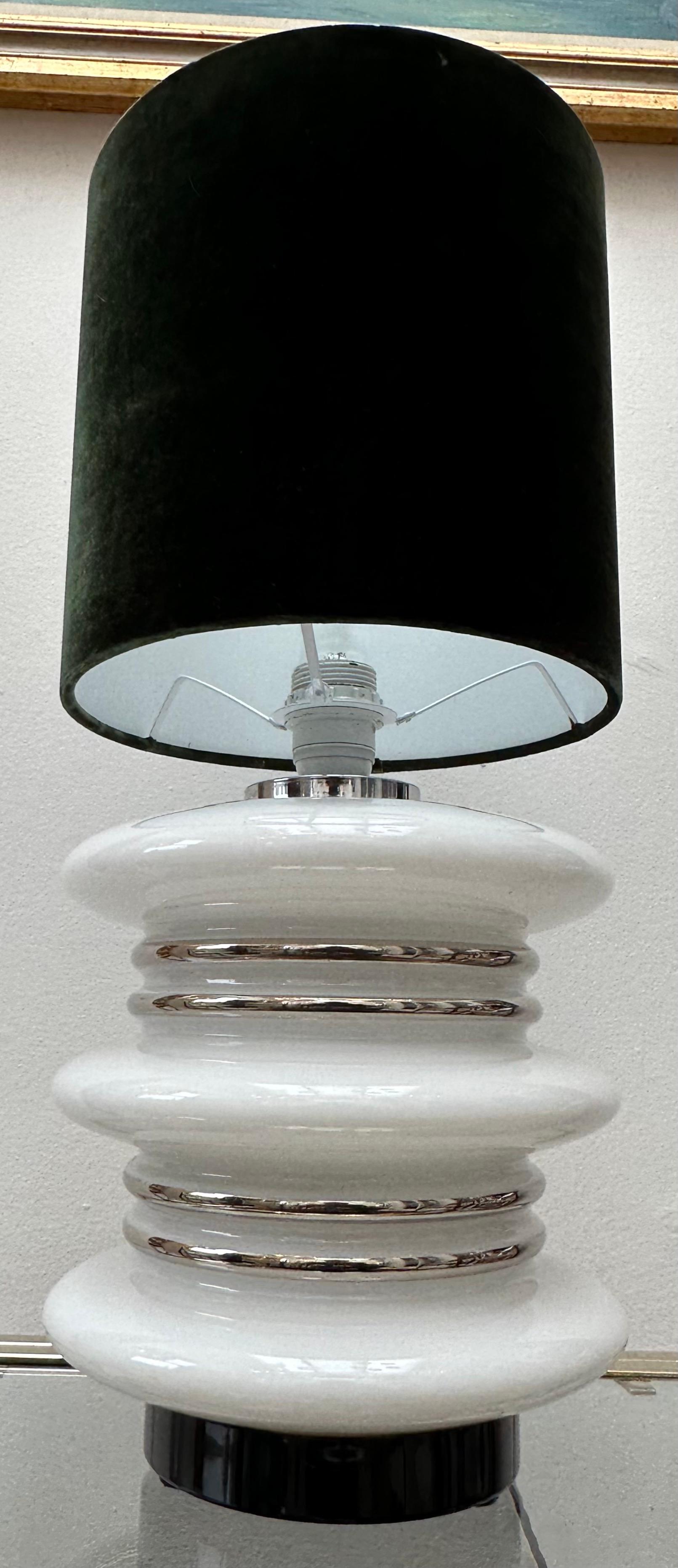 1970s German Chrome & Opal White Illuminated Glass Table Lamp Leclaire & Schäfer For Sale 7