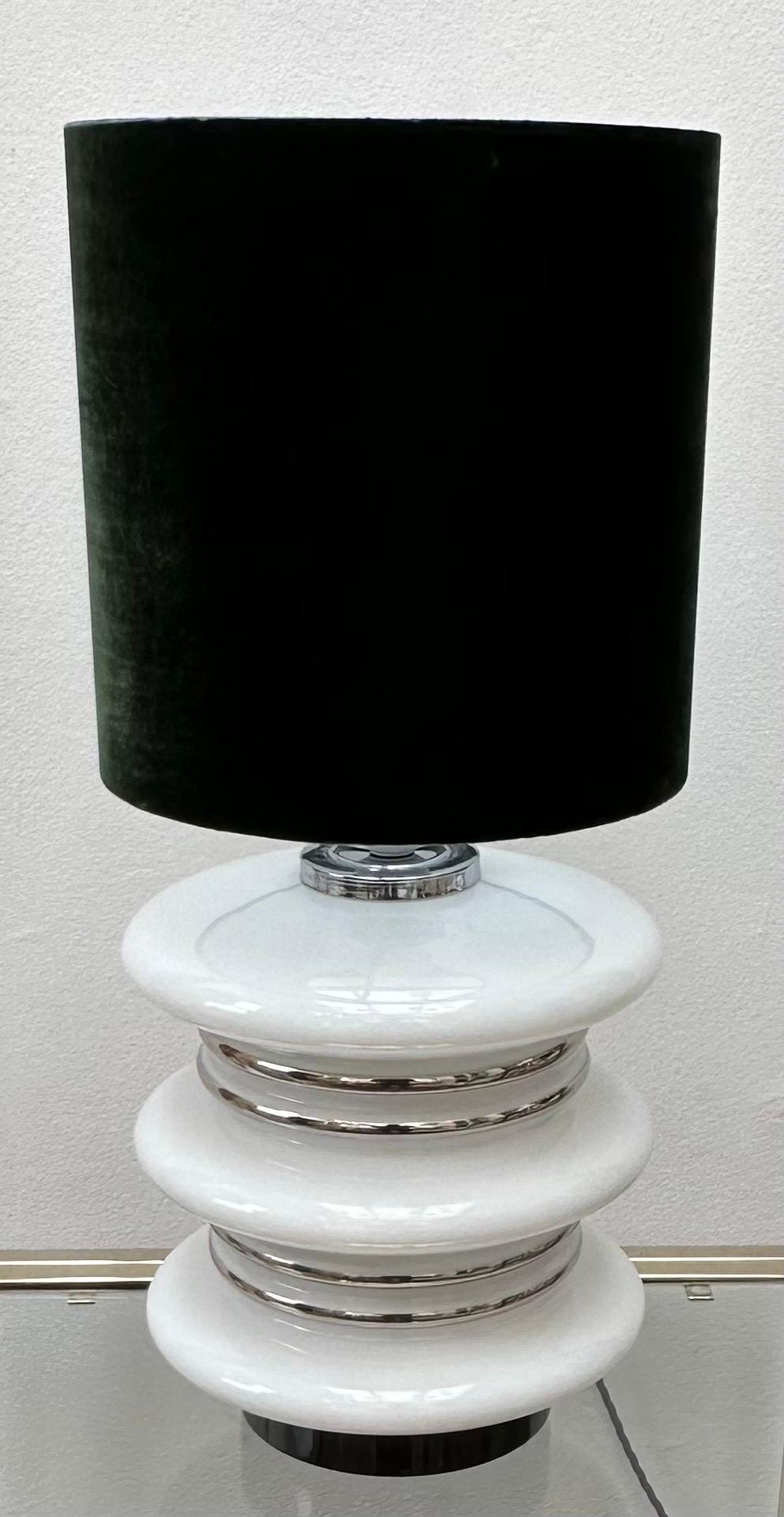 1970s German Chrome & Opal White Illuminated Glass Table Lamp Leclaire & Schäfer For Sale 9