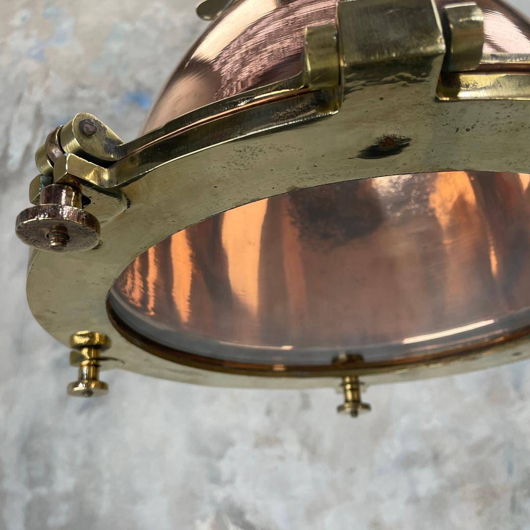 Tempered 1970's German Copper & Brass Cargo Directional Pendant Ceiling Light by Wiska