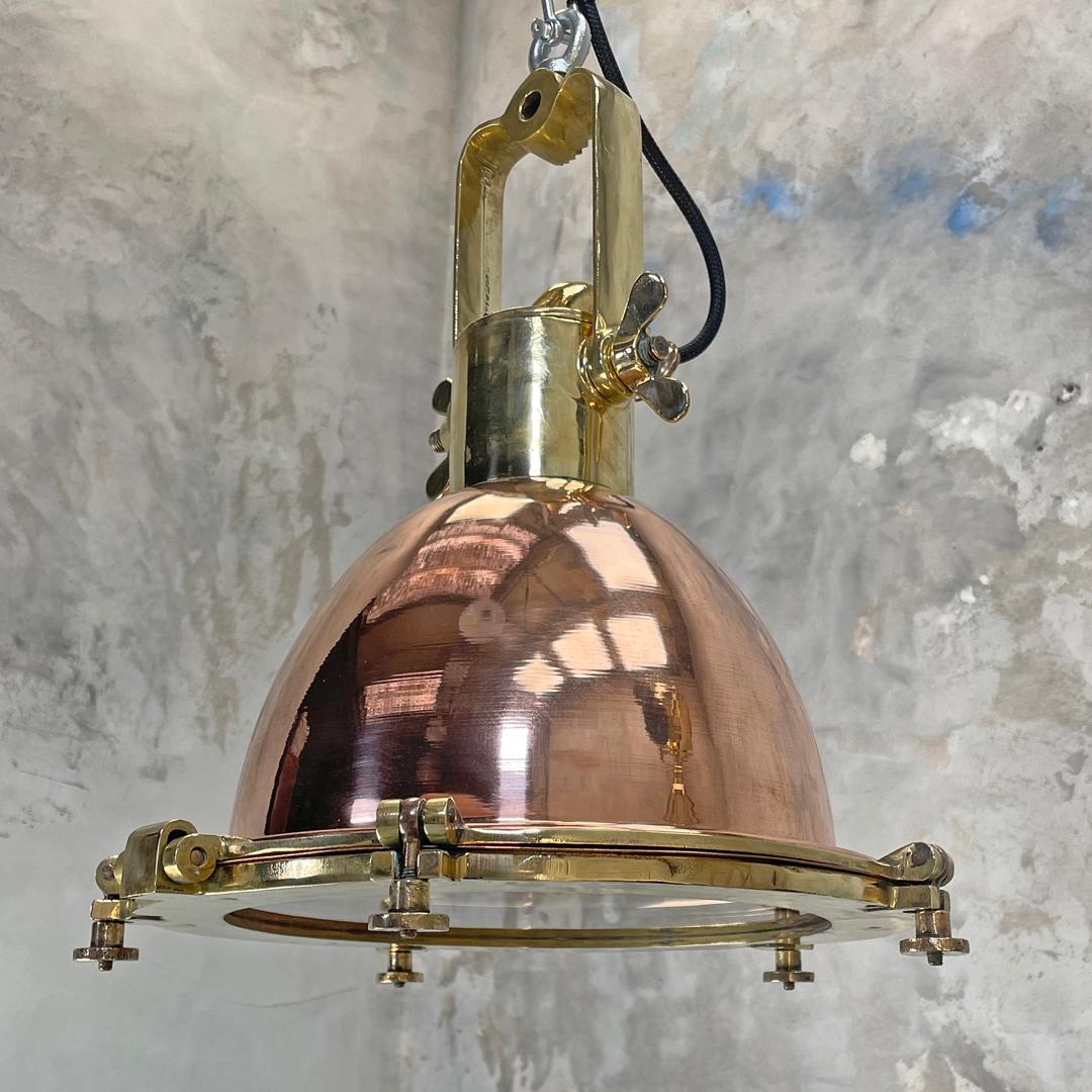 1970's German Copper & Brass Cargo Directional Pendant Ceiling Light by Wiska In Good Condition In Leicester, Leicestershire