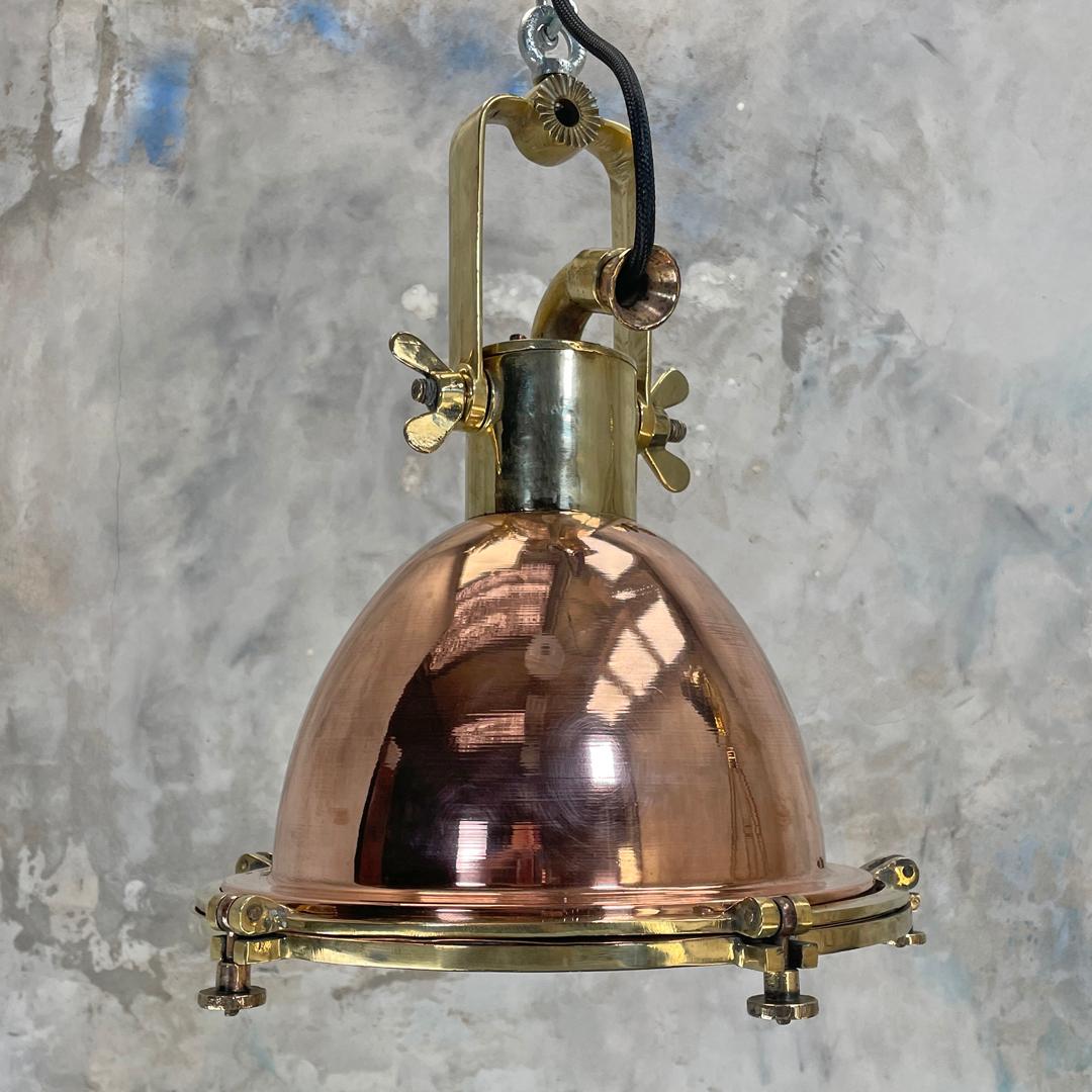 Late 20th Century 1970's German Copper & Brass Cargo Directional Pendant Ceiling Light by Wiska