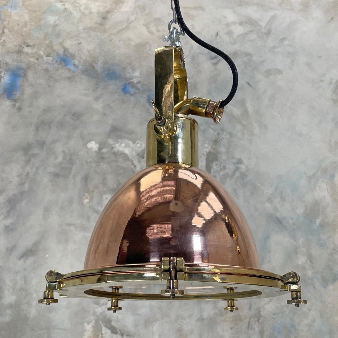 1970's German Copper & Brass Cargo Directional Pendant Ceiling Light by Wiska 1