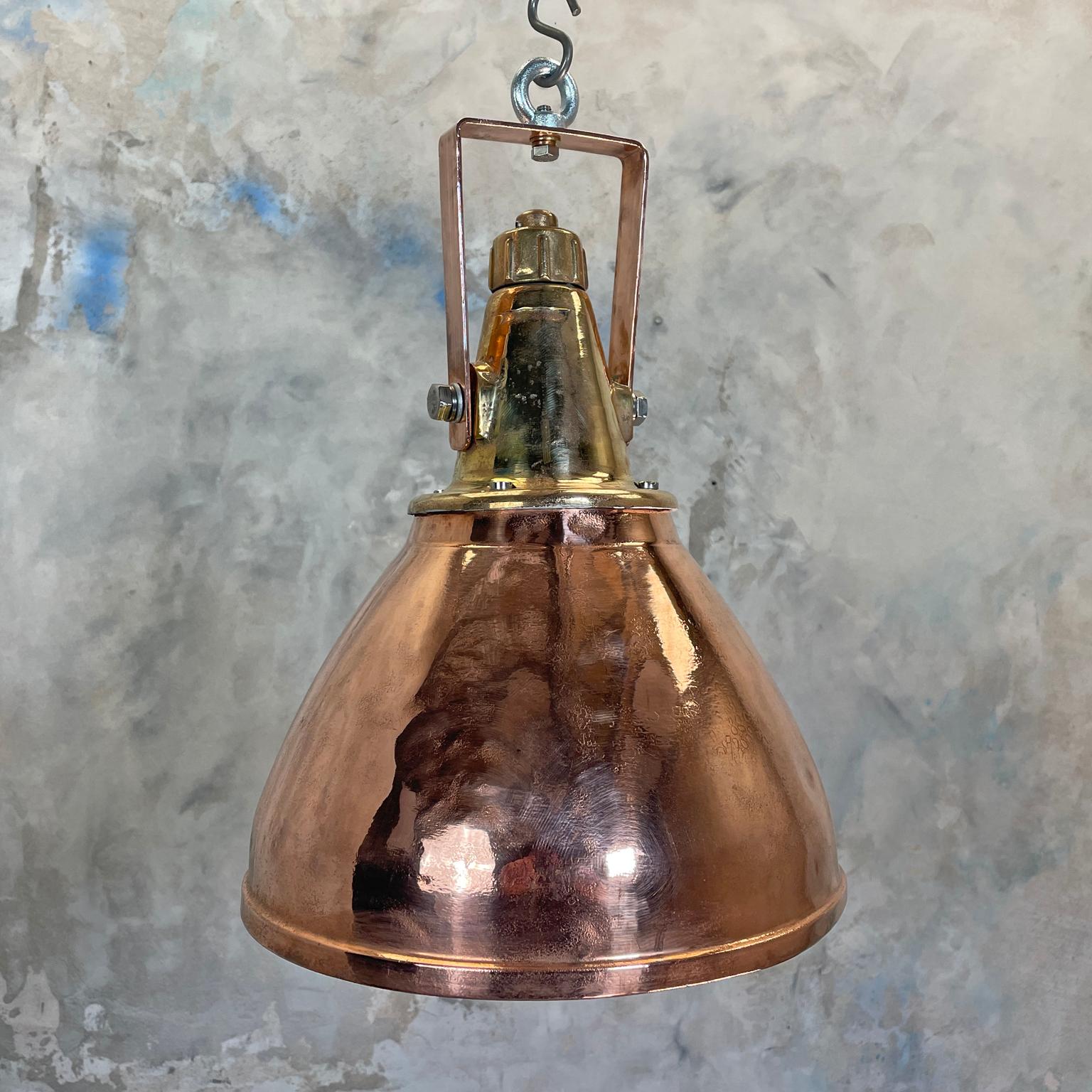 Cast 1970s German Copper & Brass Industrial Ceiling Pendant Light with Beam Focus