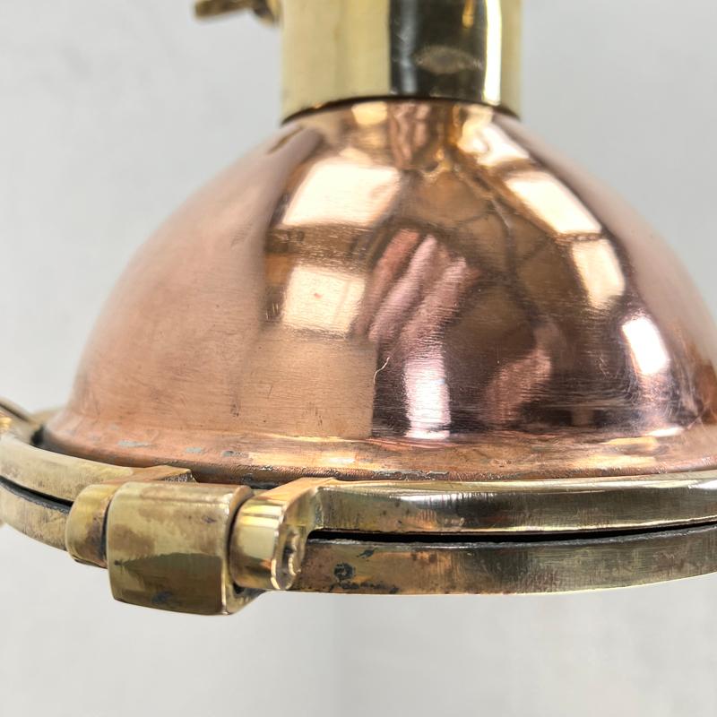1970's German Copper Brass Vintage Industrial Ceiling Pendant by Wiska For Sale 5